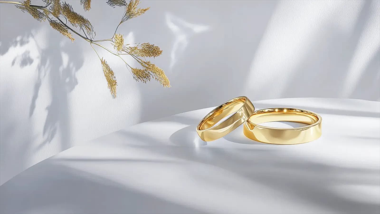 A pair of polished yellow gold wedding bands