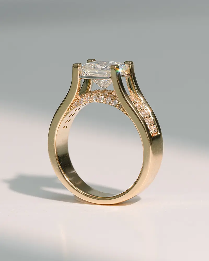 Bespoke diamond engagement ring in yellow gold