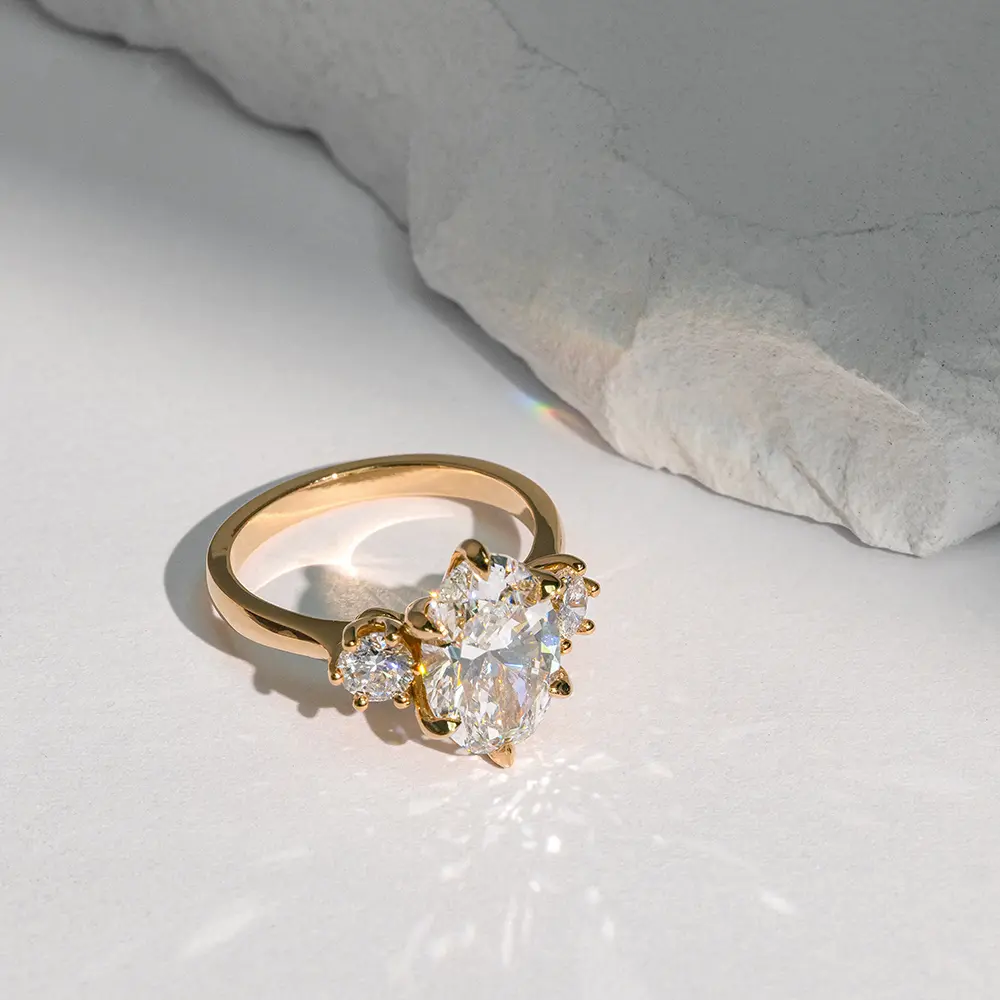 Bespoke marquise diamond ring in yellow gold